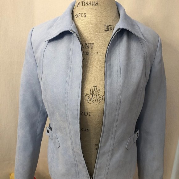 Proportion Petite Conrad C Light Blue Faux Suede Jacket. Size 4. - Picture 1 of 9